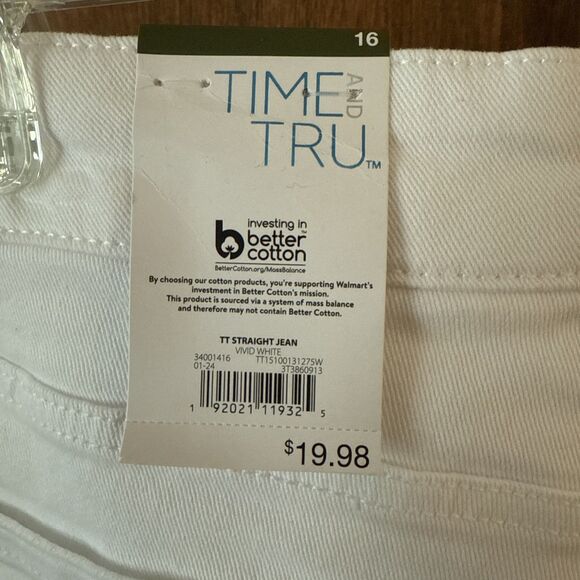 NEW Distressed High-Rise 5 Button Fly Straight Leg Raw Hem Jeans size 16 White - Picture 9 of 10